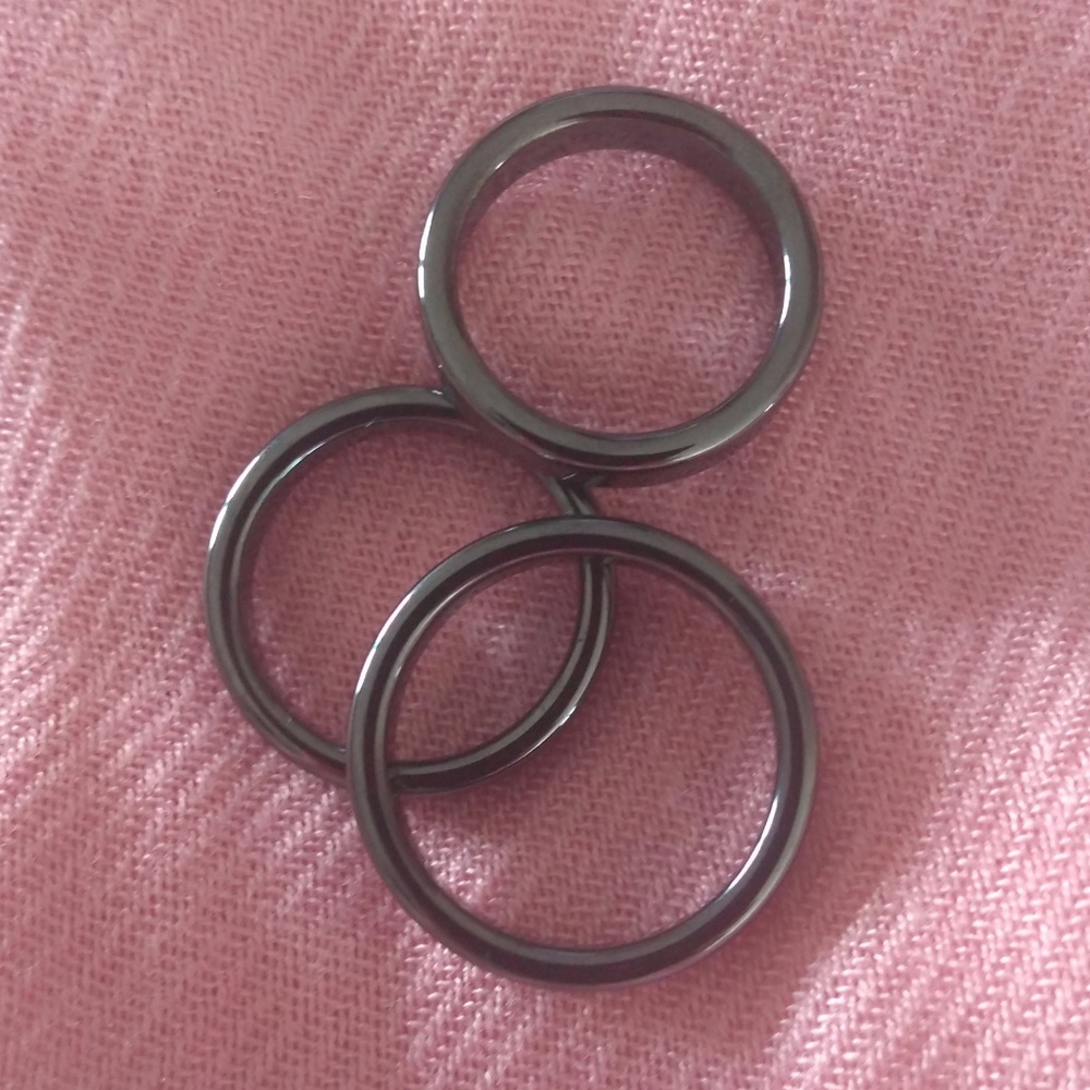 🆕 Unisex Hematite Band Stackable Ring - Picture 4 of 5